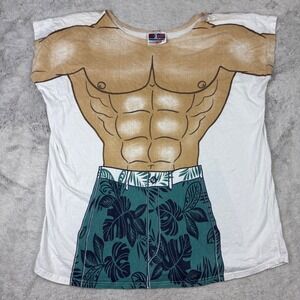VTG LA Imprints Men Abs Muscle Shirt Novelty Funny Summer Beach Cover Up Graphic